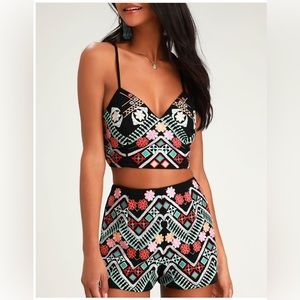 Rhythm Is Gonna Get You Embroidered Black Shorts